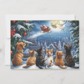 Santa's Sleigh Over Moonlit Winter Forest Feestdagenkaart (Voorkant)