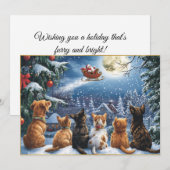 Santa's Sleigh Over Moonlit Winter Forest Feestdagenkaart (Voorkant / Achterkant)