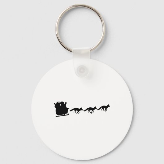 Santas Sleigh Pulled By Foxes - Fox Christmas Sleutelhanger (Voorkant)