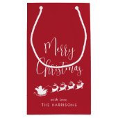 Santas Sleigh Red Merry Christmas Klein Cadeauzakje (Achterkant)