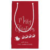 Santas Sleigh Red Merry Christmas Klein Cadeauzakje (Voorkant)