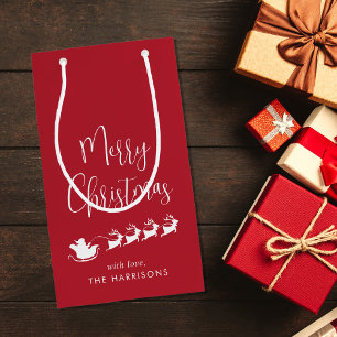 Santas Sleigh Red Merry Christmas Klein Cadeauzakje