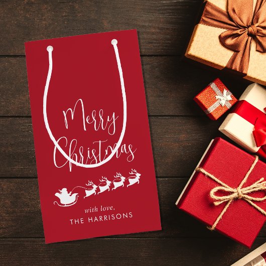 Santas Sleigh Red Merry Christmas Klein Cadeauzakje