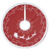 Santa's Sleigh & Rendieren in rood & wit Kerstboom Rok (Voorkant)