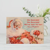 Santas Sleigh Ride Aangepaste Party Uitnodiging (Staand voorkant)