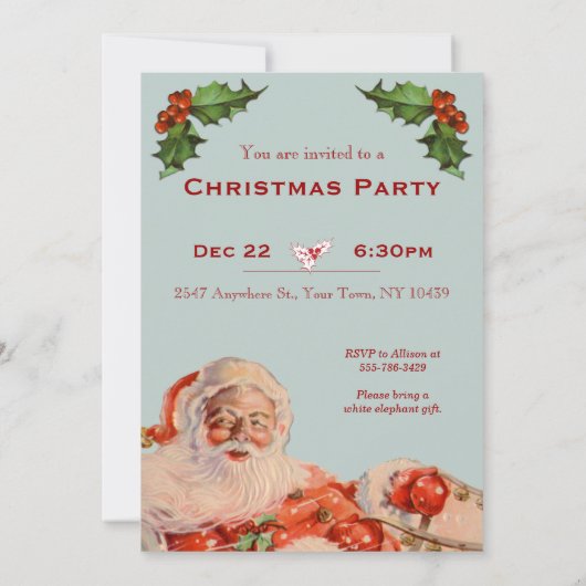 Santas Sleigh Ride Aangepaste Party Uitnodiging (Achterkant)