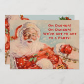 Santas Sleigh Ride Aangepaste Party Uitnodiging (Voorkant / Achterkant)