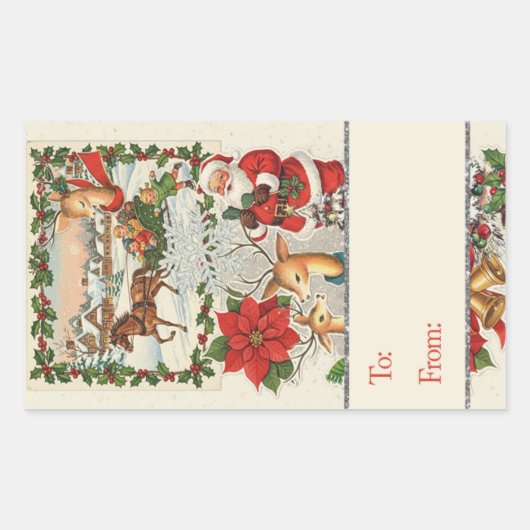 Santa's Sleigh Ride: Classic Holiday Rechthoekige Sticker (Voorkant)