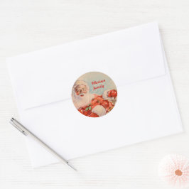 Santas Sleigh Ride Familienaam Envelop Verzegeling Ronde Sticker