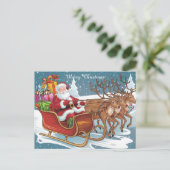 Santa's Sleigh Ride Kerstcadeaus en rendieren Briefkaart (Staand voorkant)
