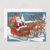 Santa's Sleigh Ride Kerstcadeaus en rendieren Feestdagenkaart (Voorkant / Achterkant)