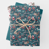 Santa's Sleigh Ride Noordpool Patroon Inpakpapier Vel (In situ)