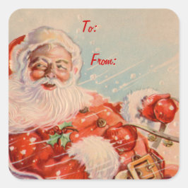 Santas Sleigh Ride Square Gift Label Stickers
