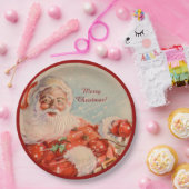 Santas Sleigh Ride Vintage Christmas Papieren Bordje (Feest)