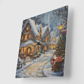 Santa's Sleigh Ride Winter Wonderland Clock Vierkante Klok (Hoek)