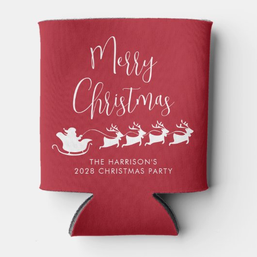 Santas Sleigh Rood Kerstfeest Blikjeskoeler (Voorkant)