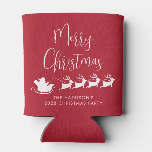 Santas Sleigh Rood Kerstfeest Blikjeskoeler (Achterkant)