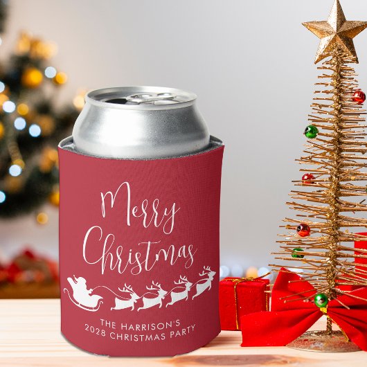 Santas Sleigh Rood Kerstfeest Blikjeskoeler