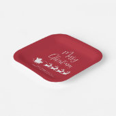 Santas Sleigh Rood Kerstfeest Papieren Bordje (Gebogen)