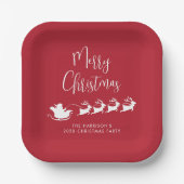 Santas Sleigh Rood Kerstfeest Papieren Bordje (Voorkant)