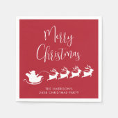 Santas Sleigh Rood Kerstfeest Servet (Voorkant)