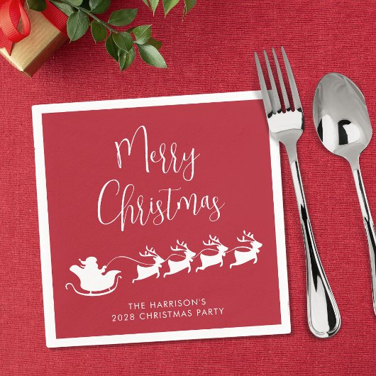 Santas Sleigh Rood Kerstfeest Servet