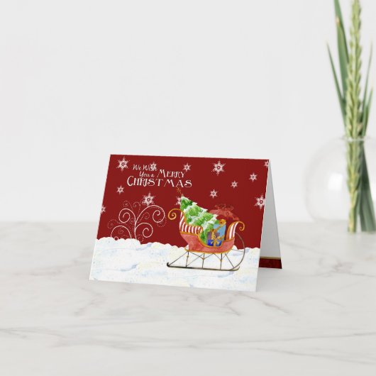 Santa's Sleigh star sneeuwvlok Vrolijke kerst Kaar Feestdagen Kaart (Voorkant)