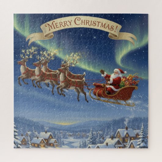 Santa's Sleigh Under Moonlight Legpuzzel (Verticaal)