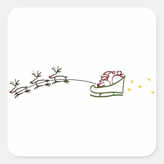 Santas Sleigh Vierkante Sticker (Voorkant)