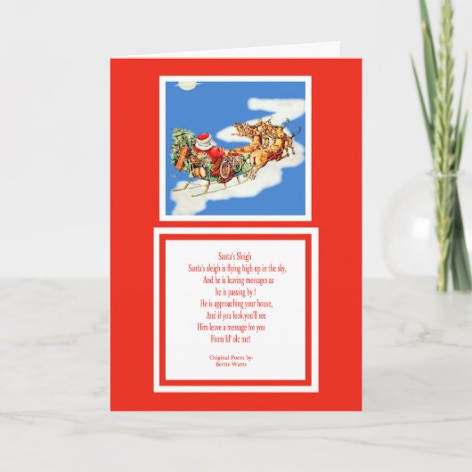 Santa's Sleign Feestdagen Kaart (Voorkant)