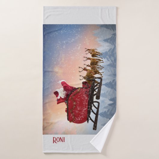 Santa's Slide Custom Kerstmis Badhanddoek (Badhanddoek)
