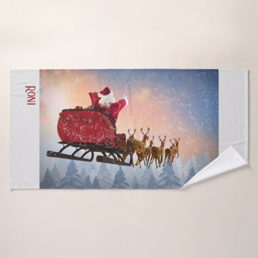 Santa's Slide Custom Kerstmis Badhanddoek (Badhanddoek)