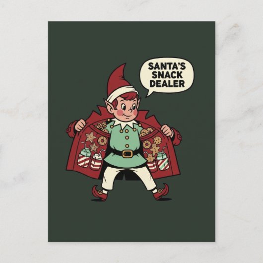 Santa's Snack Dealer Christmas Elf Briefkaart (Voorkant)
