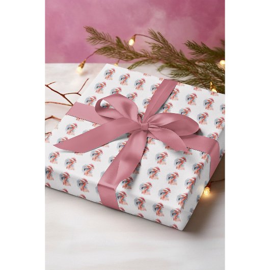 Santa's Snowbird Flamingo Cadeaupapier