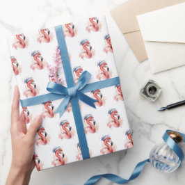 Santa's Snowbird Flamingo Cadeaupapier
