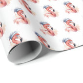 Santa's Snowbird Flamingo Cadeaupapier (Rol Hoek)