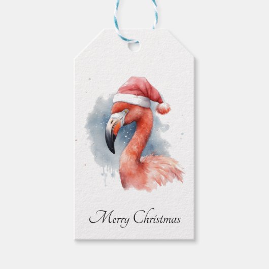 Santa's Snowbird Flamingo, op maat Cadeaulabel (Voorkant)