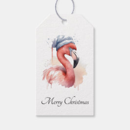 Santa's Snowbird Flamingo, op maat Cadeaulabel