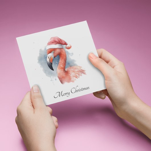 Santa's Snowbird Flamingo, op maat Feestdagenkaart
