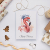 Santa's Snowbird Flamingo, op maat Feestdagenkaart