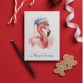 Santa's Snowbird Flamingo, op maat Feestdagenkaart