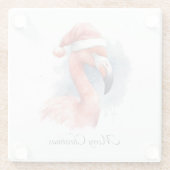 Santa's Snowbird Flamingo, op maat Glazen Onderzetter (Achterkant)