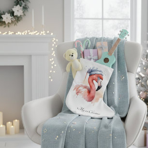 Santa's Snowbird Flamingo, op maat Grote Kerstsok
