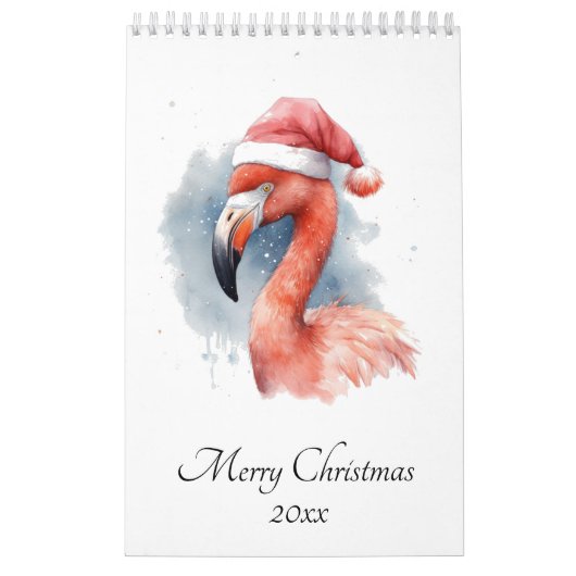 Santa's Snowbird Flamingo, op maat Kalender (Hoes)