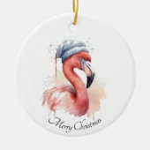 Santa's Snowbird Flamingo, op maat Keramisch Ornament (Voorkant)