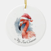 Santa's Snowbird Flamingo, op maat Keramisch Ornament (Voorkant)
