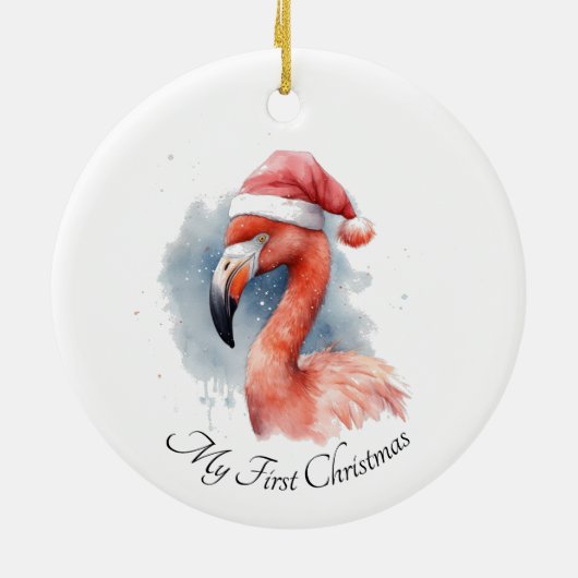 Santa's Snowbird Flamingo, op maat Keramisch Ornament (Achterkant)