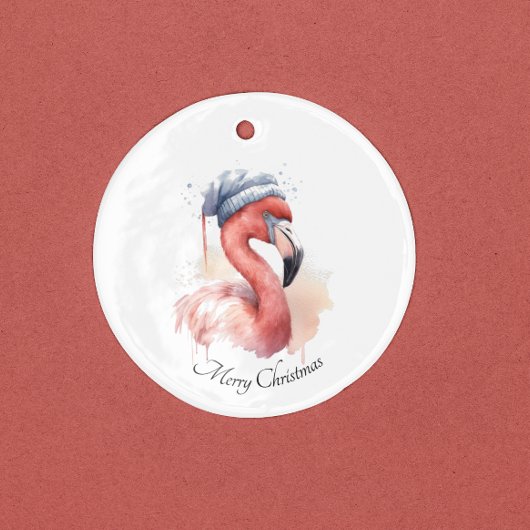 Santa's Snowbird Flamingo, op maat Keramisch Ornament