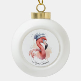 Santa's Snowbird Flamingo, op maat Keramische Bal Ornament