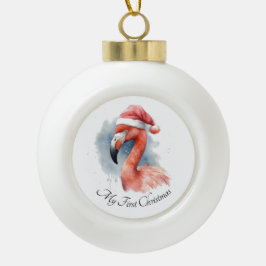 Santa's Snowbird Flamingo, op maat Keramische Bal Ornament